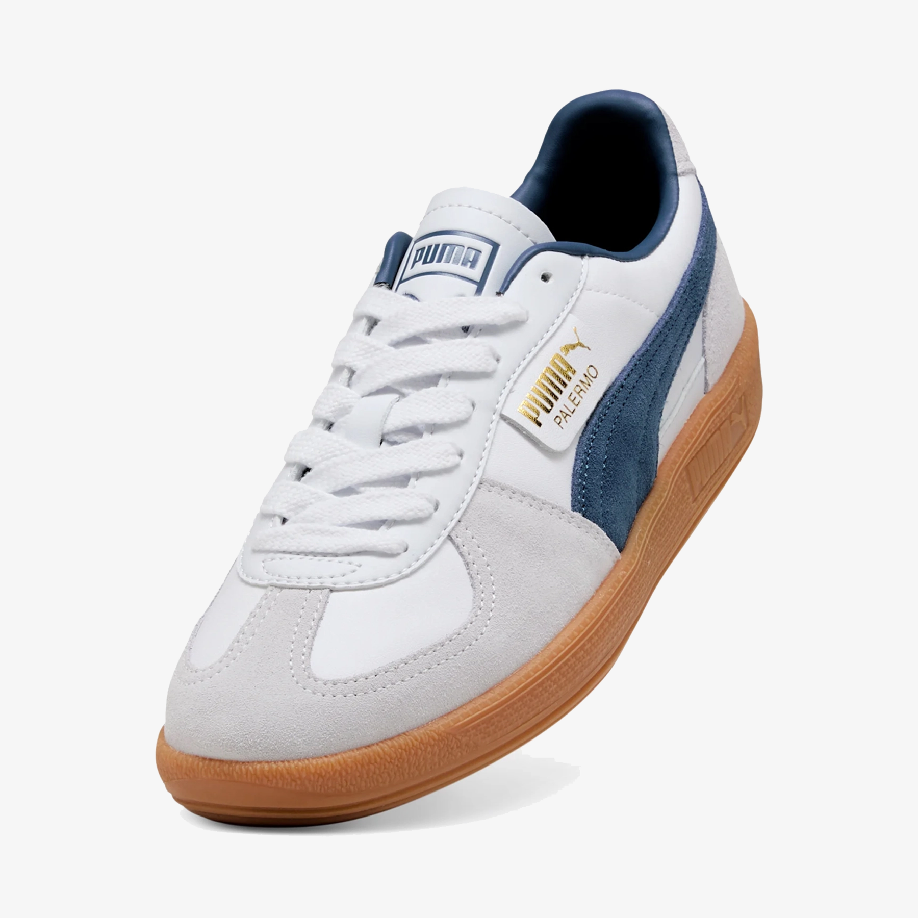 PUMA PALERMO LEATHER { WHITE/DARK INDIGO