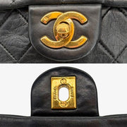 RG237 - CHANEL Vintage Black Lambskin 17cm Mini Square Flap Bag