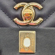 CS062 - CHANEL Black Lambskin Chevron Mini Flap Bag