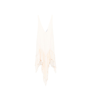 Ivory Ruffled Hem Asymmetric Cut Sleeveless V-Neck Top