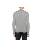 Fine Wool Knit Cardigan with Intarsia