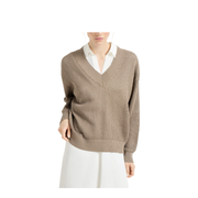 Cotton Ribbed Net Sweater - Walnut