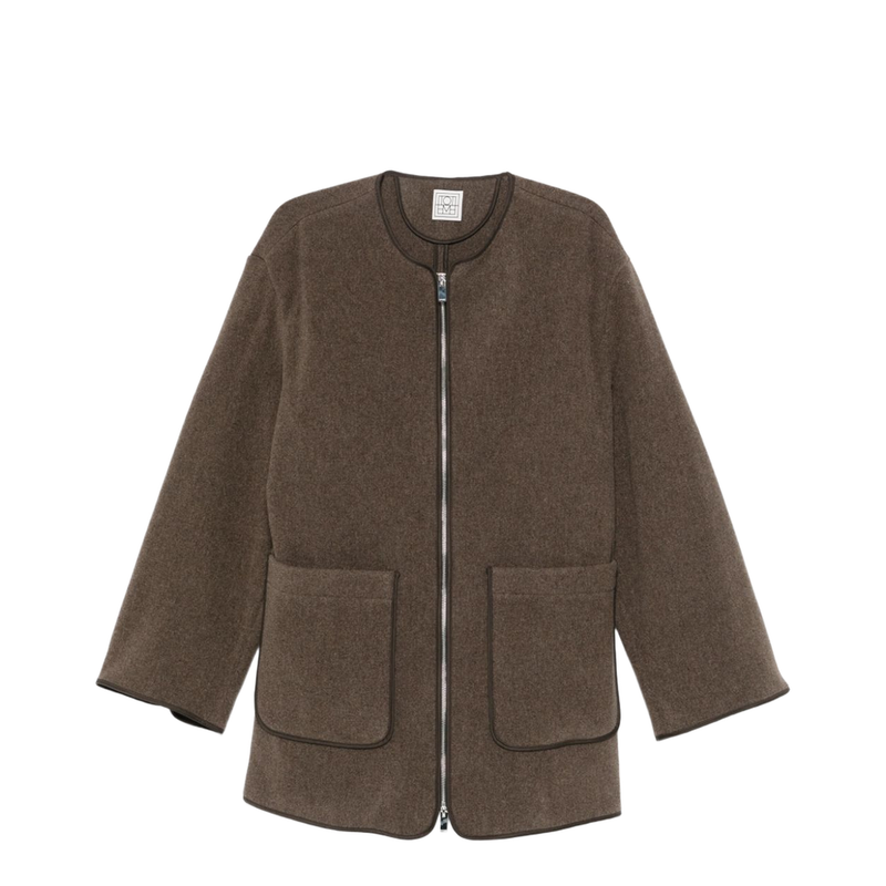 Wool Zipped Jacket Brown