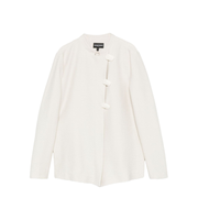 Ivory Button Fastening Round Neck Long Sleeves
