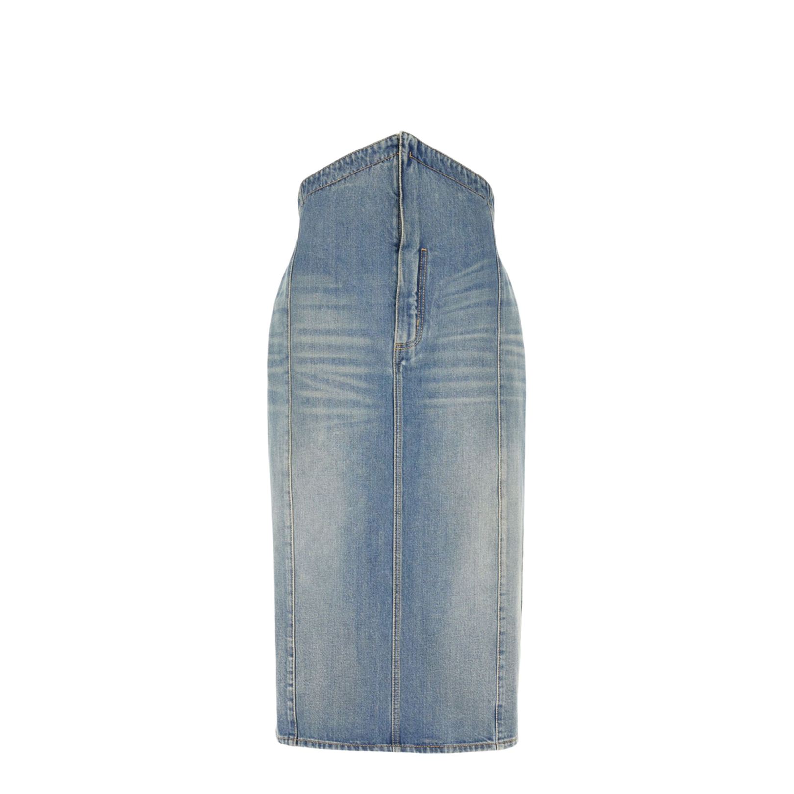 Fold Over Waist Denim Skirt Stone Washed