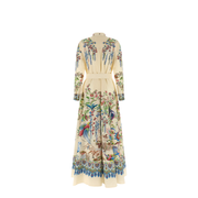 Flora and Fauna Print Long Dress - Multicolor