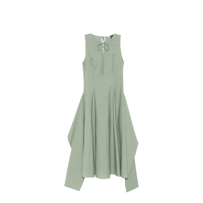 Wrap Dress in Cotton Blend Green