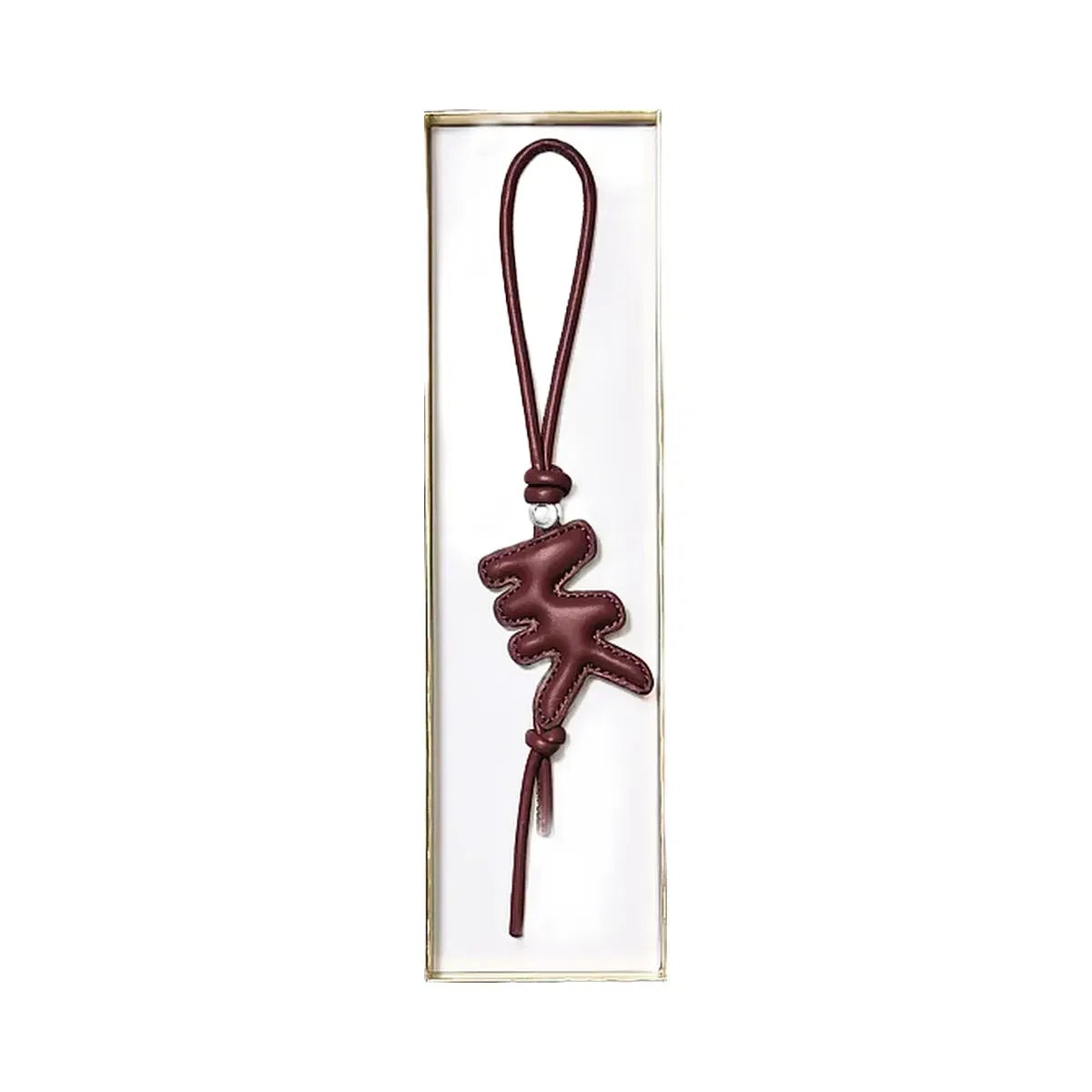 Michael Kors Puffy Logo Leather Bag Charm Oxblood