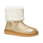 Michael Kors Julia Faux Fur Trim Metallic Leather Boot Pale Gold