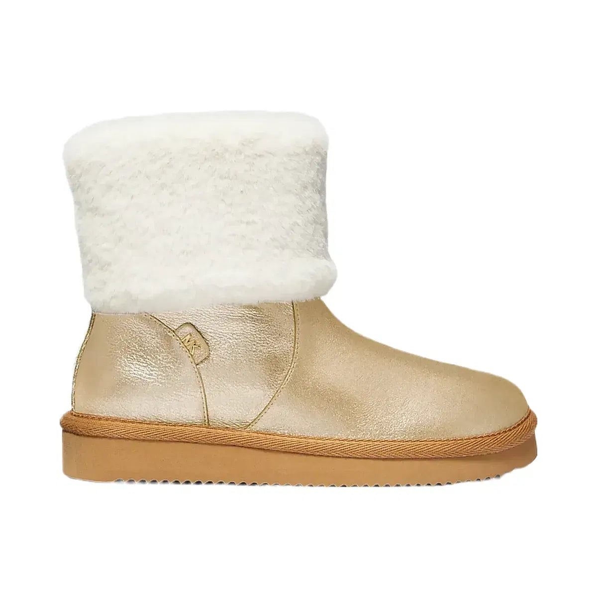 Michael Kors Julia Faux Fur Trim Metallic Leather Boot Pale Gold