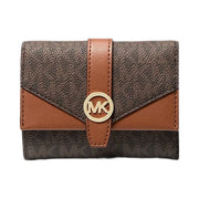 Michael Kors Greenwich Medium Signature Logo Trifold Wallet Brown