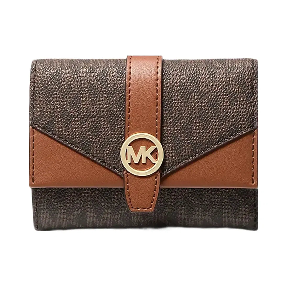 Michael Kors Greenwich Medium Signature Logo Trifold Wallet Brown
