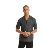 Michael Kors Signature Logo Linen Camp Shirt BLACK
