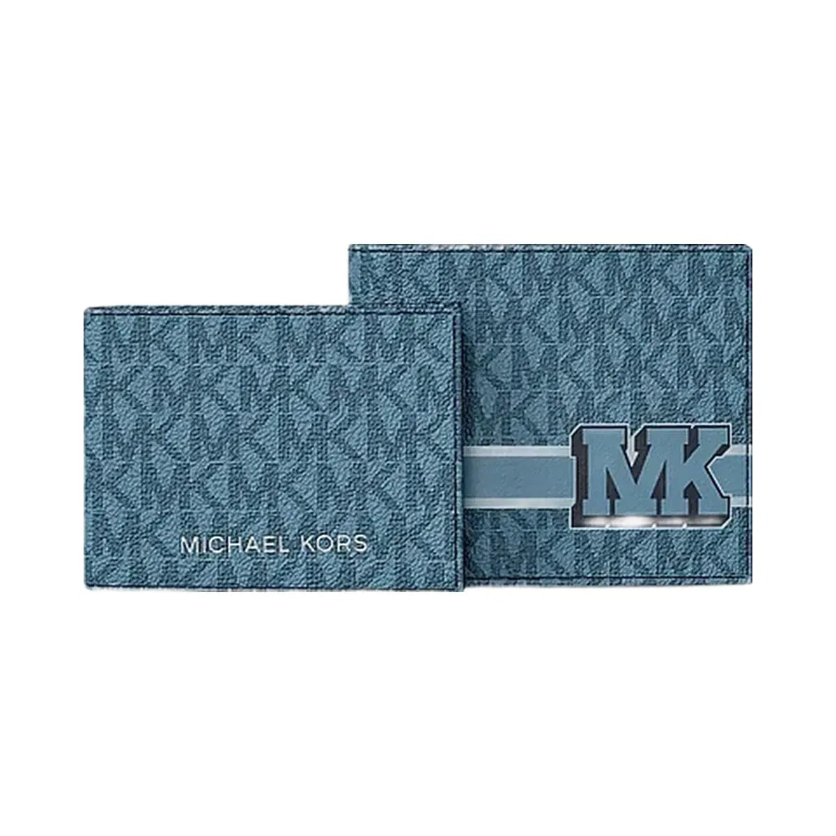 Michael Kors Cooper Striped Signature Logo Billfold Wallet With Passcase Denim