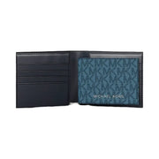 Michael Kors Cooper Striped Signature Logo Billfold Wallet With Passcase Denim