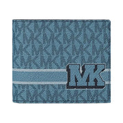 Michael Kors Cooper Striped Signature Logo Billfold Wallet With Passcase Denim
