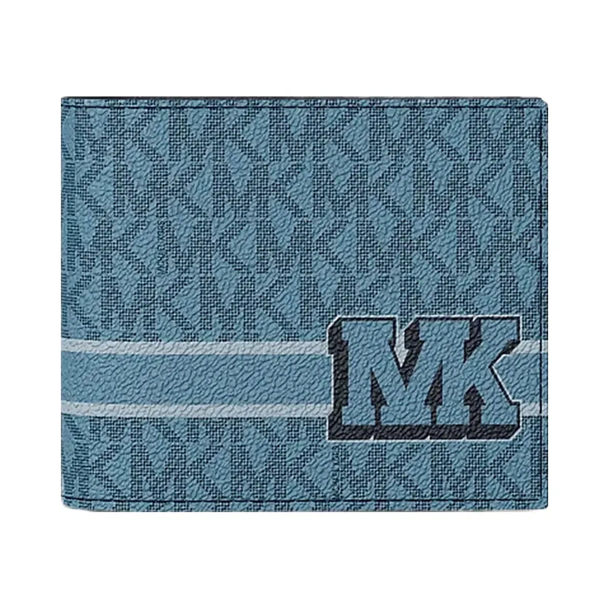Michael Kors Cooper Striped Signature Logo Billfold Wallet With Passcase Denim