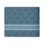 Michael Kors Cooper Striped Signature Logo Billfold Wallet With Passcase Denim