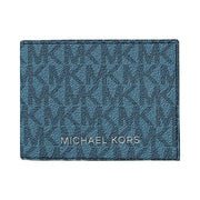 Michael Kors Cooper Striped Signature Logo Billfold Wallet With Passcase Denim