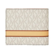 Michael Kors Cooper Striped Signature Logo Billfold Wallet With Passcase Vanilla Combo