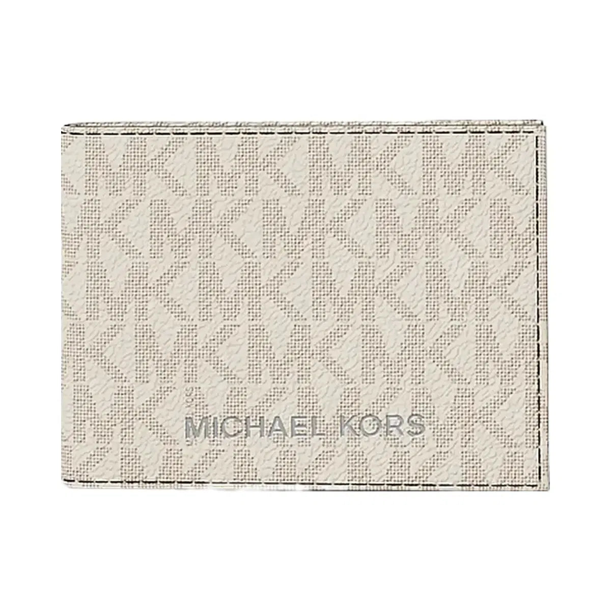 Michael Kors Cooper Striped Signature Logo Billfold Wallet With Passcase Vanilla Combo