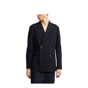 Double-breasted Blazer in a Plain-Knit Wool Blend