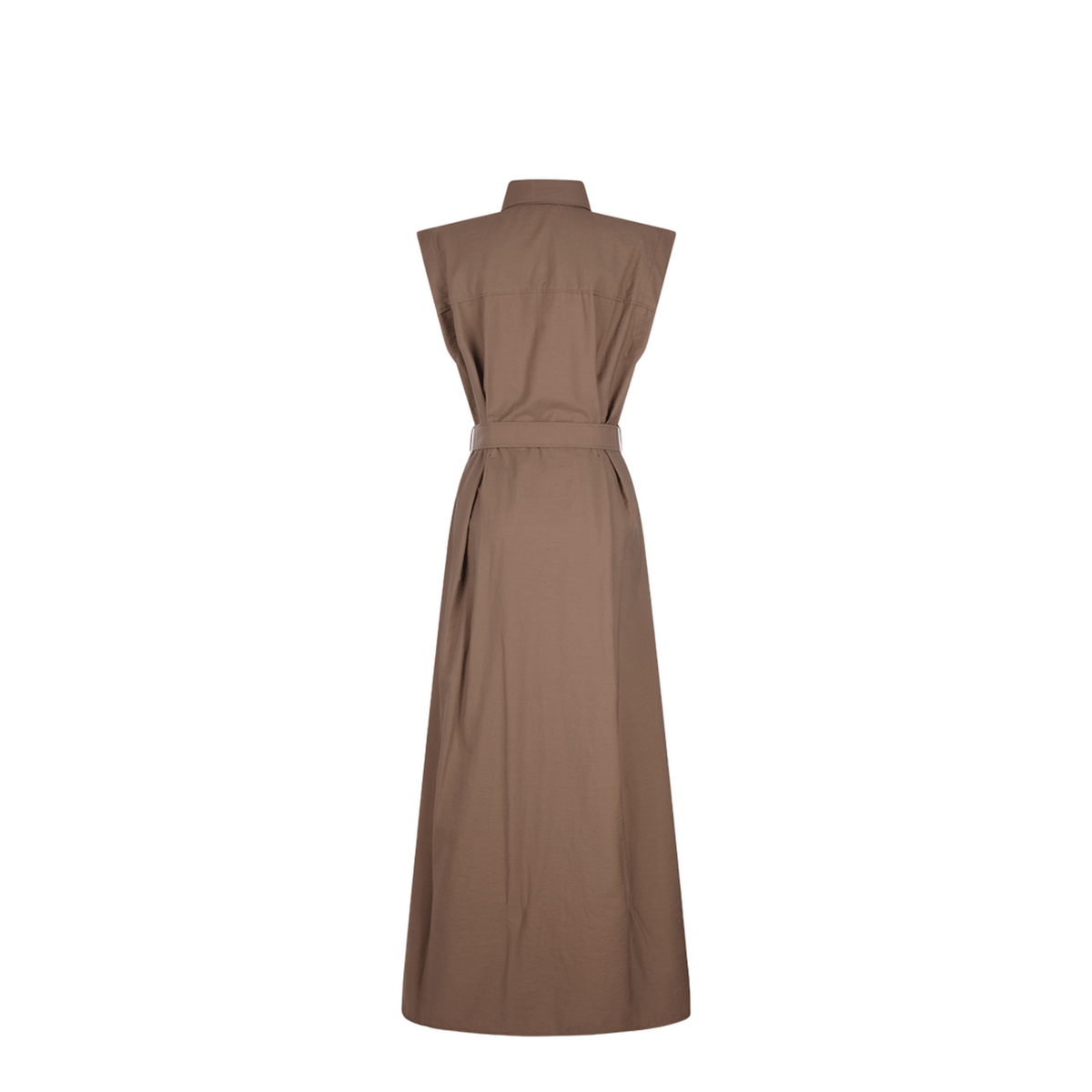 Brunello Cucinelli Long Sleeveless Cotton Dress with Belt at the Waist