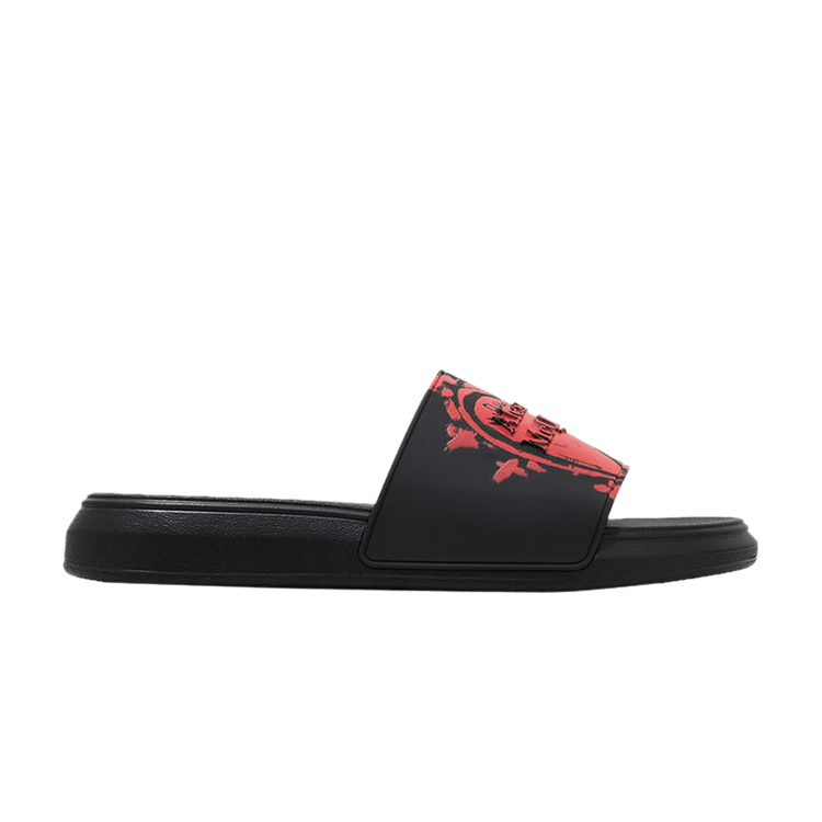 Alexander McQueen Pool Slide Heart Logo - Black
