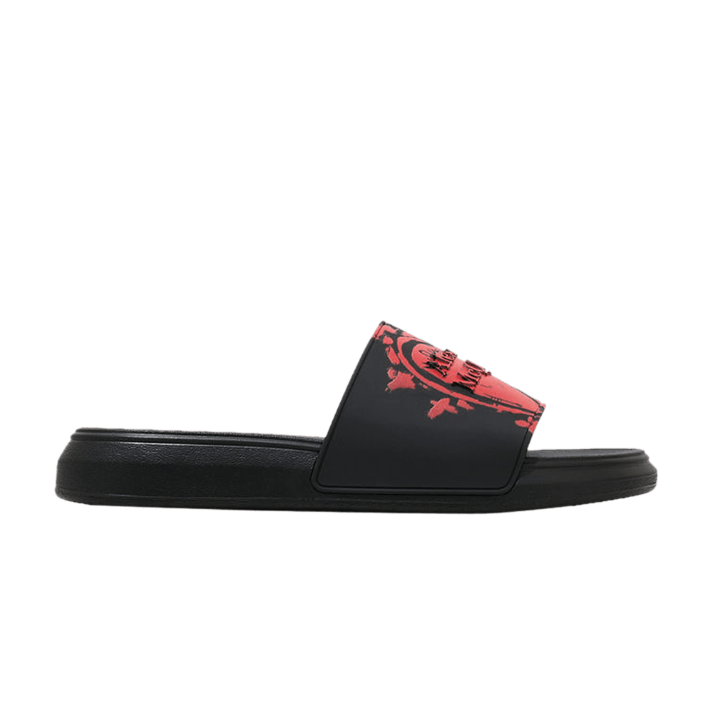 Alexander McQueen Pool Slide Heart Logo - Black