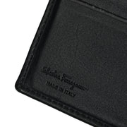 Salvatore Ferragamo Solid Black Gancini Bi - Fold Wallet Small