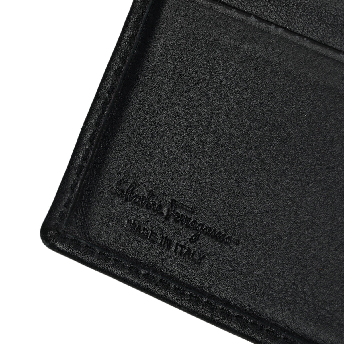 Salvatore Ferragamo Solid Black Gancini Bi - Fold Wallet Small