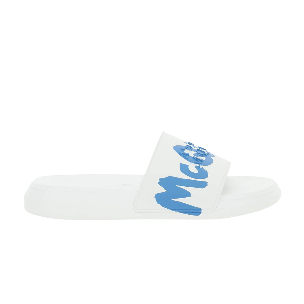 Alexander McQueen Rubber Pool Slide Graffiti - White Lake Blue
