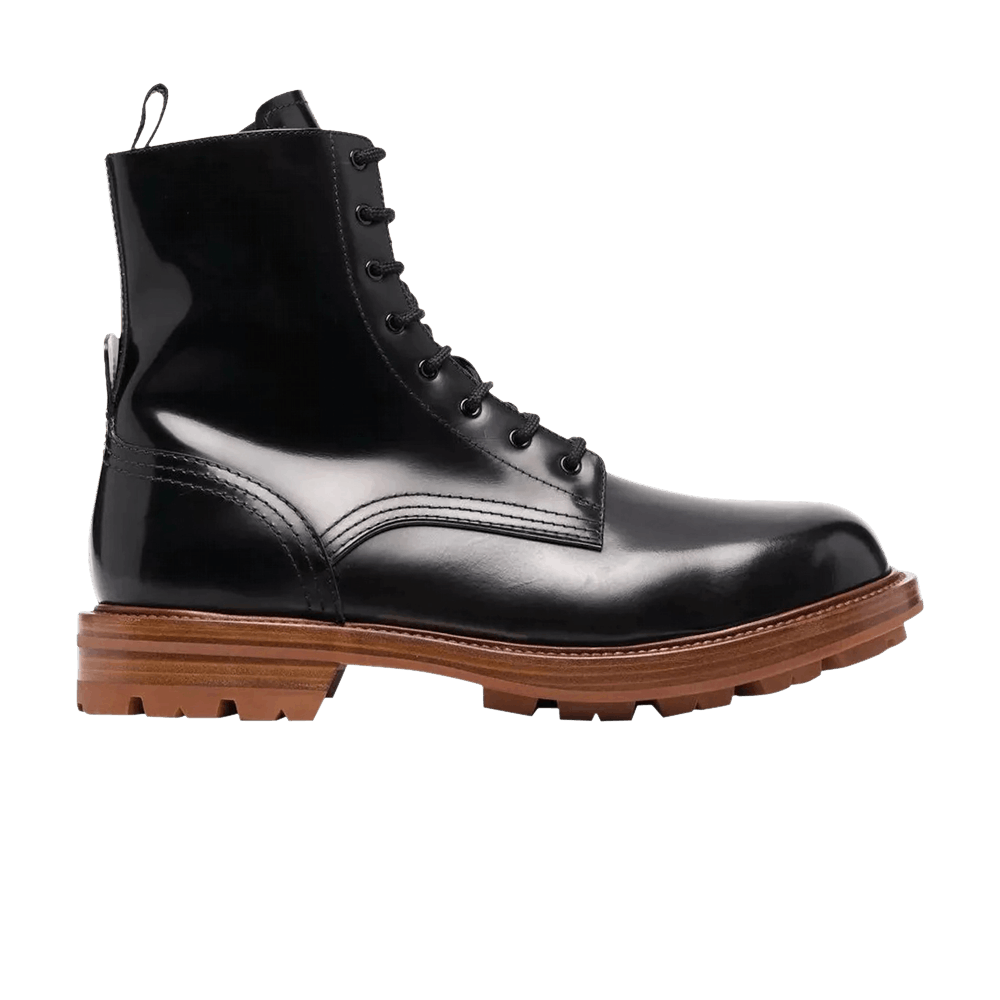Alexander McQueen Lace-Up Ankle Boot Black Cedar Brown