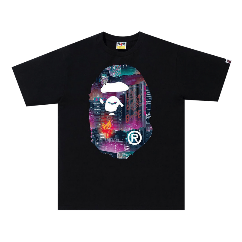 BAPE Neon Tokyo Big Ape Head T-Shirt Black