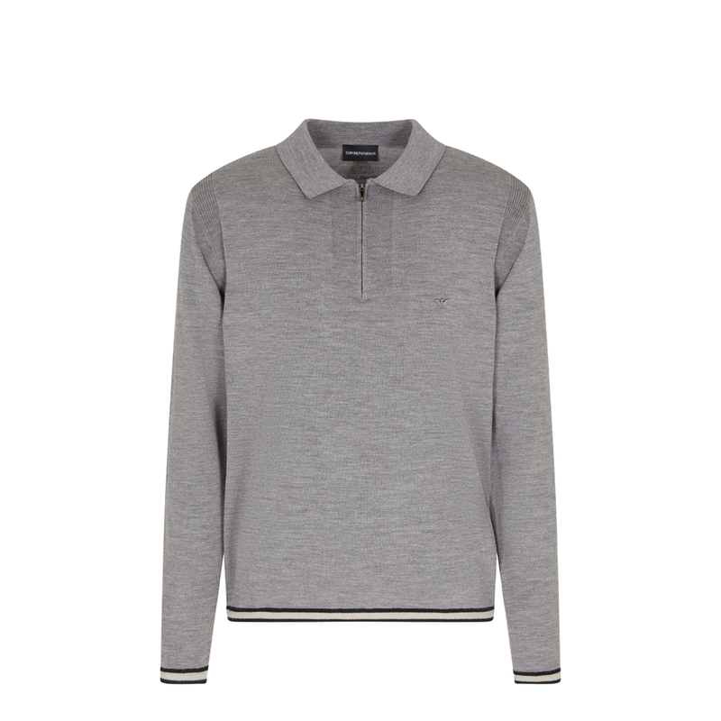 Polo-Shirt Collar Jumper in Pure Virgin Wool