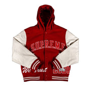 Supreme King Hooded Varsity Jacket Red