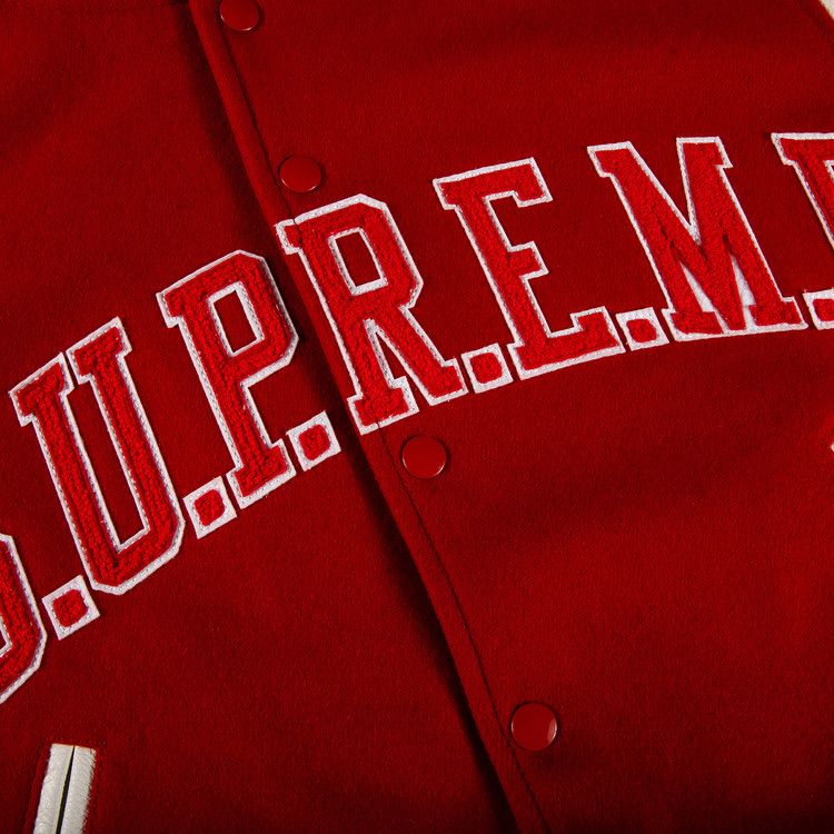 Supreme King Hooded Varsity Jacket Red