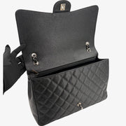 CS077 - CHANEL Black Caviar Leather Jumbo Maxi Classic Flap Bag