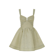 Green Linen Casual Dress