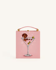 Jw Pei Taya Wine Glass Puppy Pattern Book Shape Clutch Bag Pink