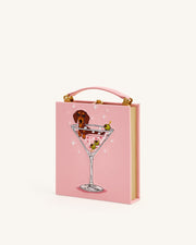 Jw Pei Taya Wine Glass Puppy Pattern Book Shape Clutch Bag Pink