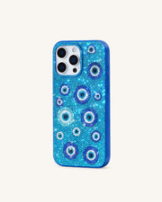 Evil Eye Artificial Crystal Embellished Phone Case - Pink