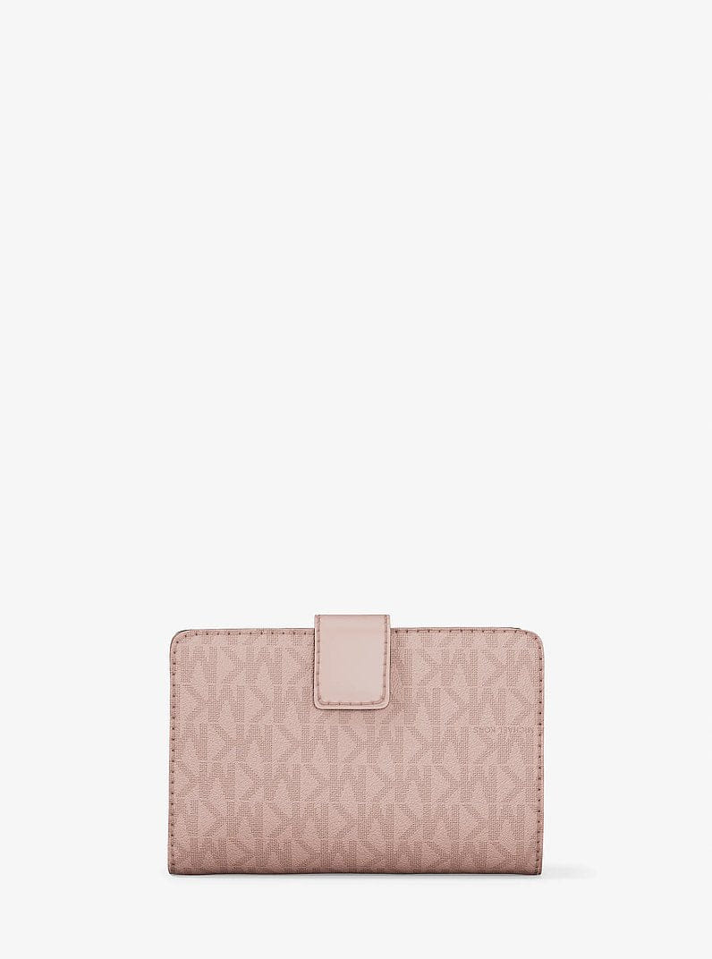 Michael Kors Jet Set Medium Signature Logo Bi-Fold Wallet Powder Blush