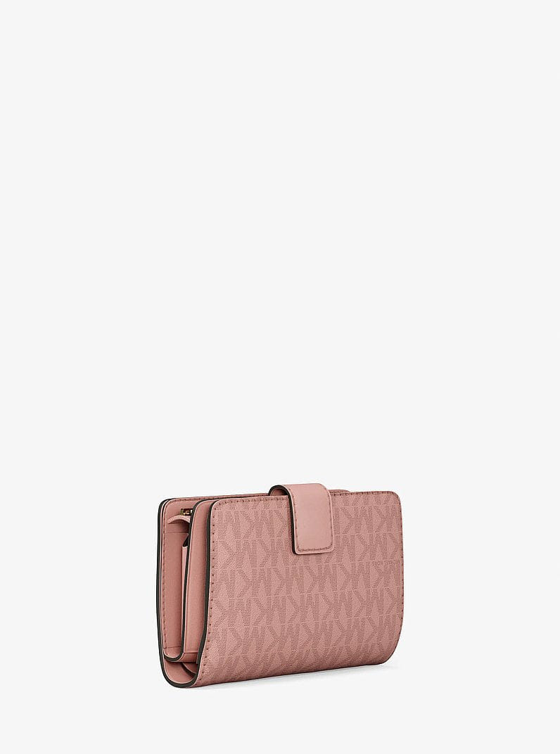 Michael Kors Jet Set Medium Signature Logo Bi-Fold Wallet Powder Blush