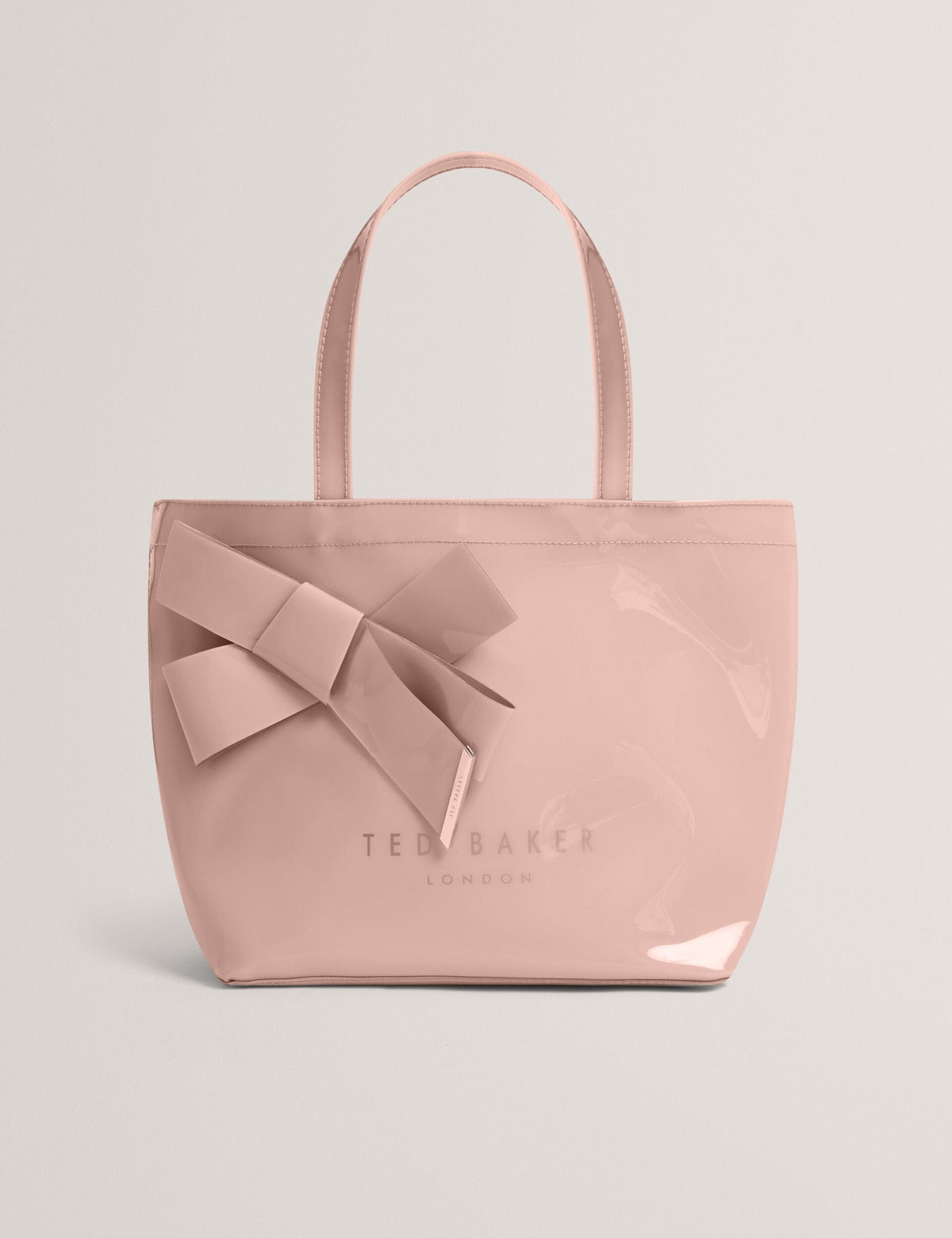 Ted Baker Nikicon Black Small Knot Bow Vinyl Icon Tote Bag Pale Pink Women's