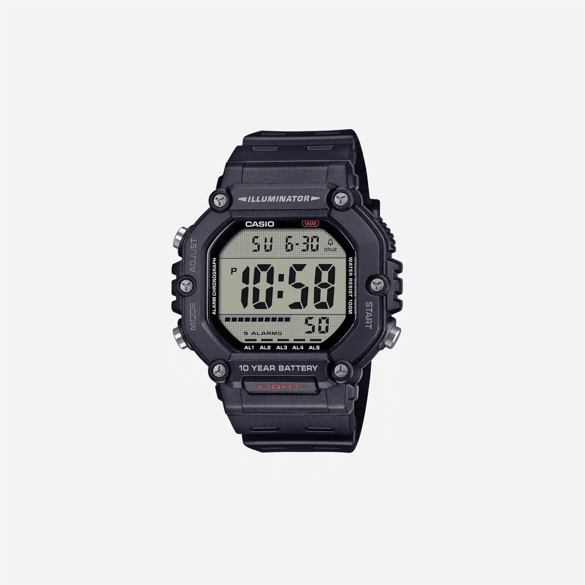 Casio AE-1600H Series / Black / 10-Year Battery / LED Illuminator / Digital Watch