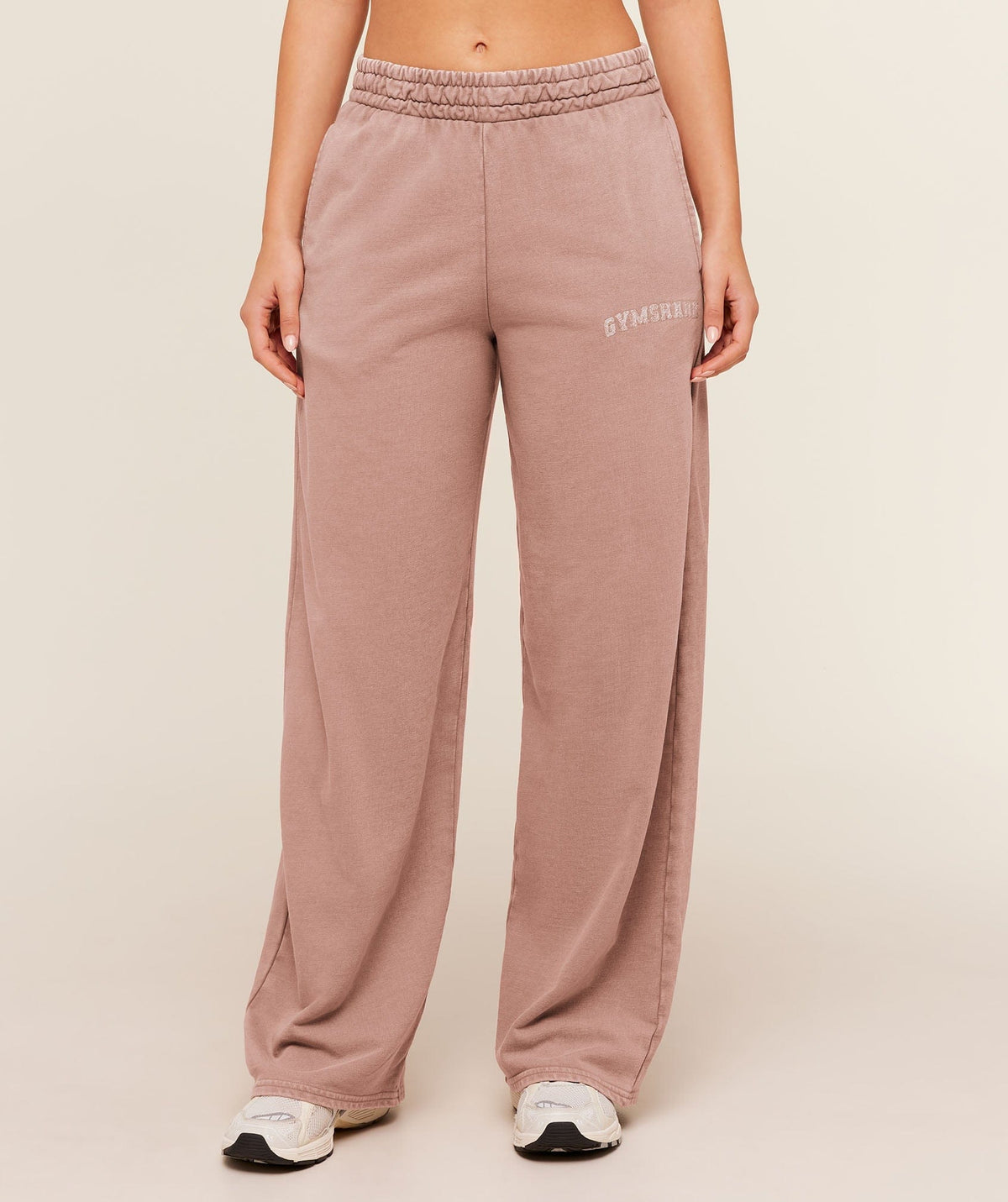Women's Gymshark Chainstitch Graphic Wide Leg Joggers Pebble Grey