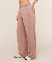 Women's Gymshark Chainstitch Graphic Wide Leg Joggers Pebble Grey