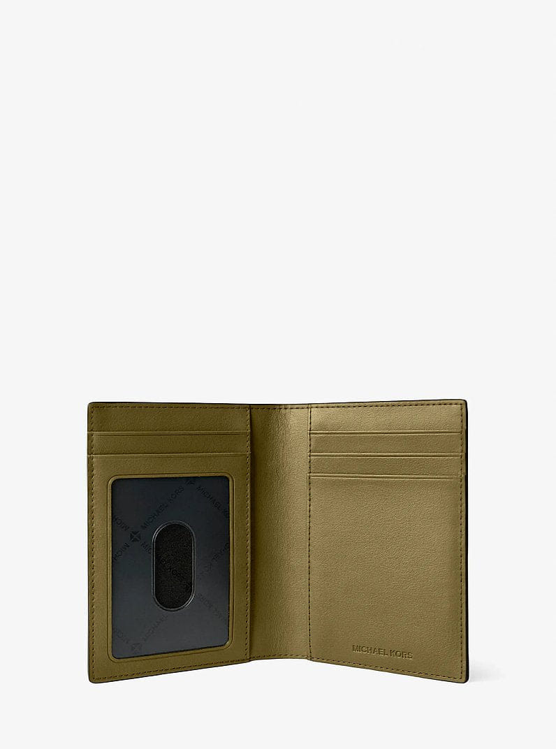 Michael Kors Cooper Pebbled Leather Bi-Fold Card Case Oregano