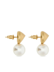 logo-engraved bead-pendant earrings